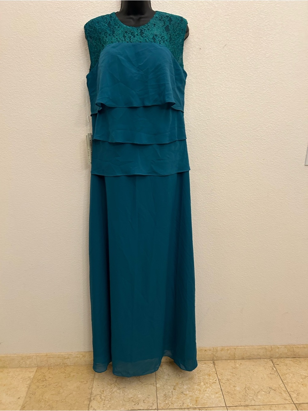 Teal Layered Lace Maxi Dress